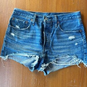 Levi's Distressed Denim Blue Shorts